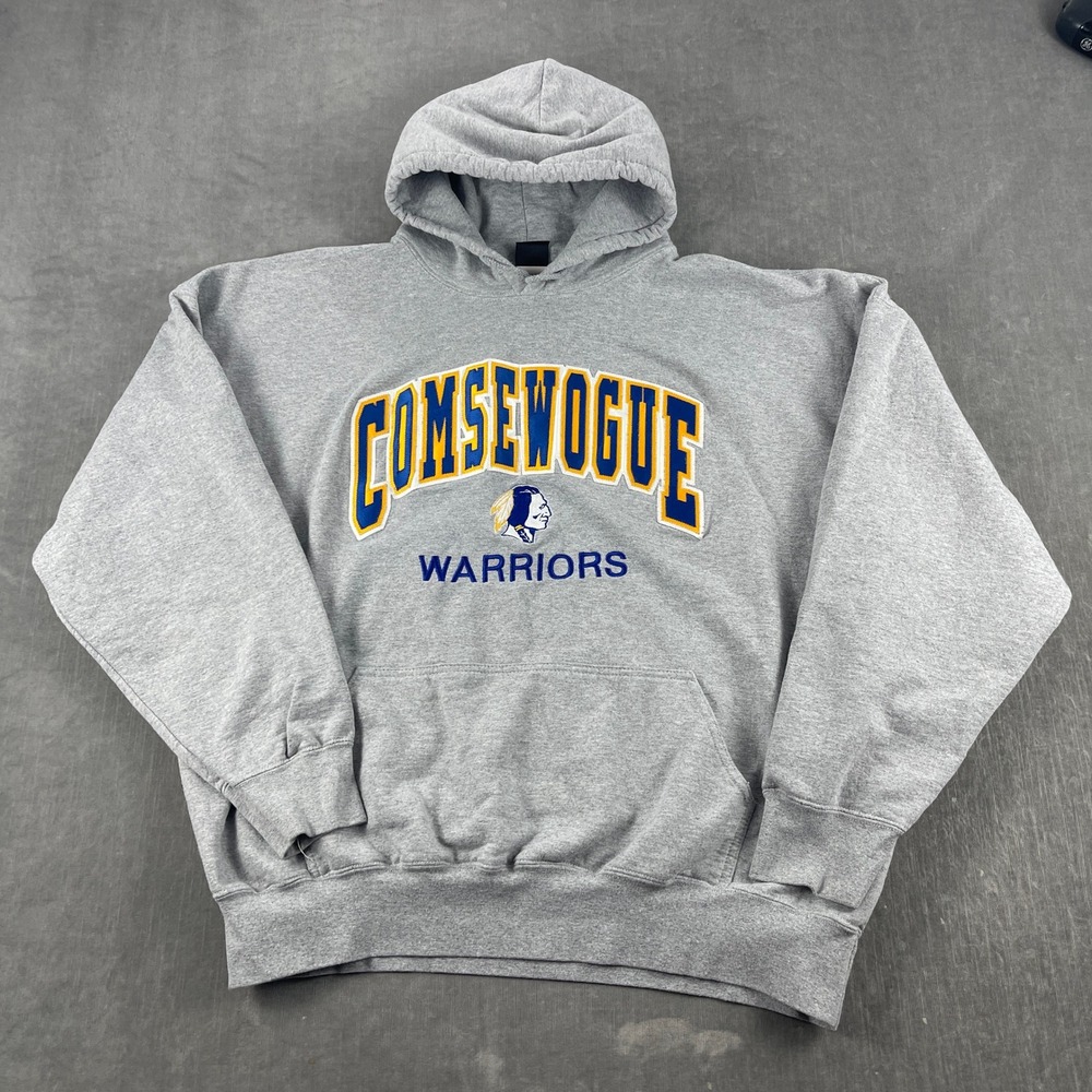 Comsewogue Warriors Men 2XL Gray Rennoc Hoodie Pullover Embroidered Tackle Twill